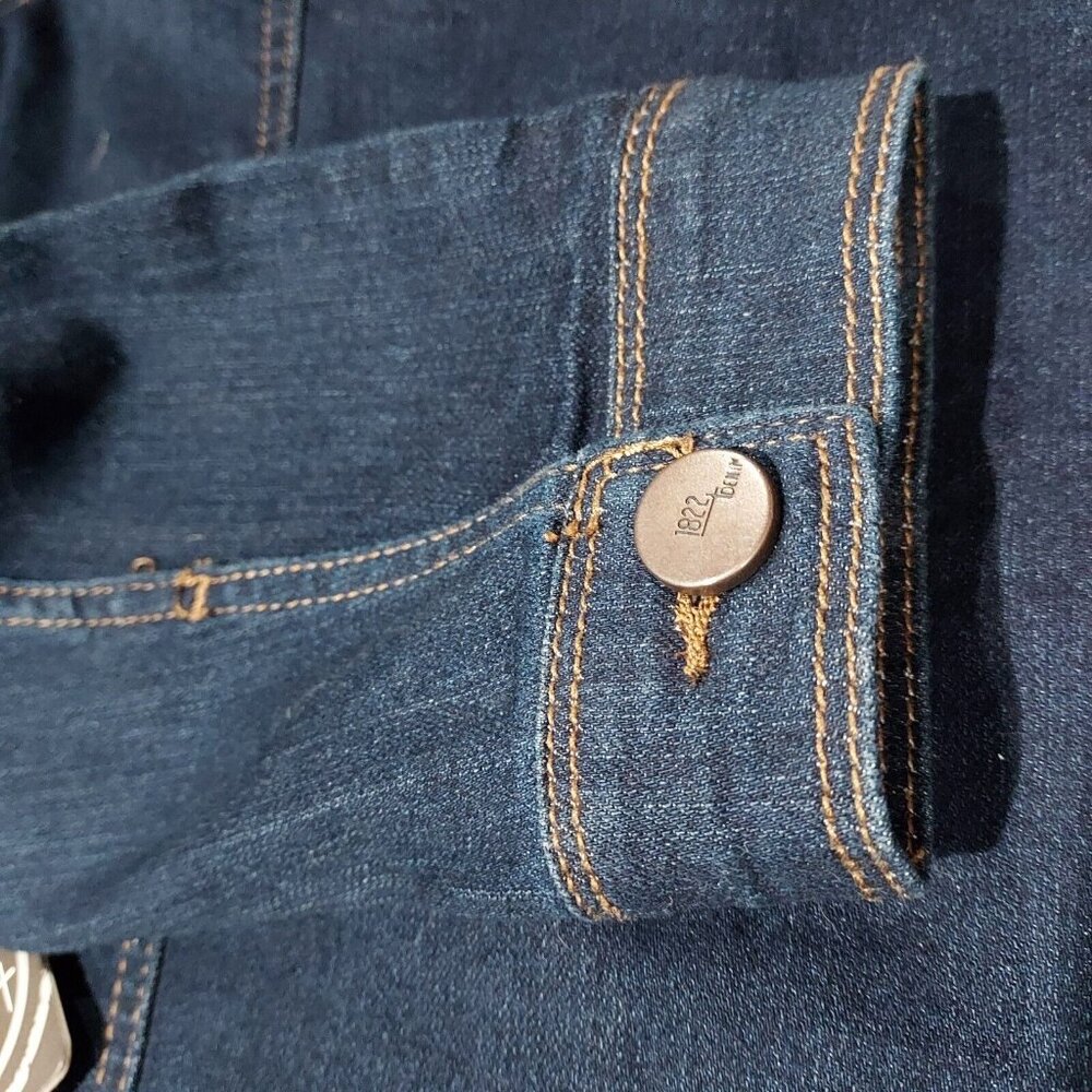 Denim Dark Blue Jean Jacket 1822 Heritage Button-Front Long Sleeve Cotton Size M - Picture 11 of 11